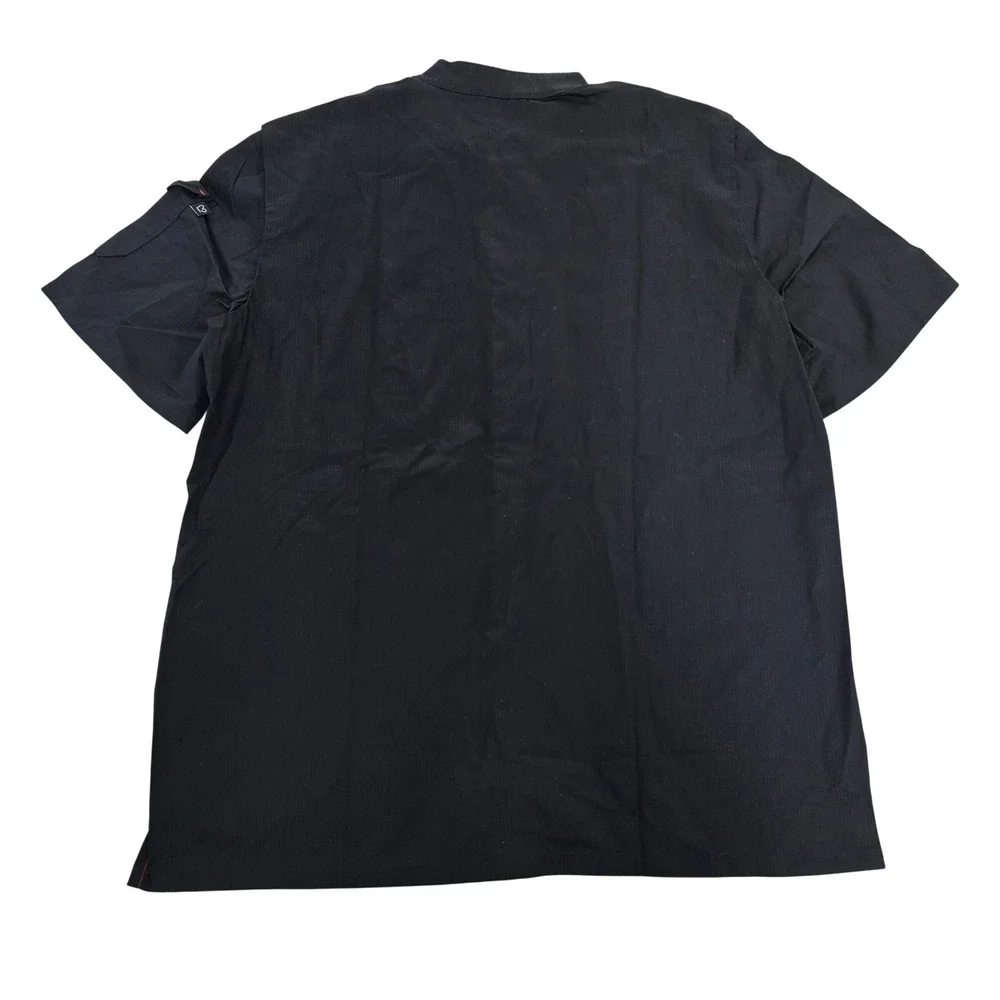 Chefwear Mens Black Ripstop Short Sleeve Chef Coat‎ Shirt Snap Front Size M NWT